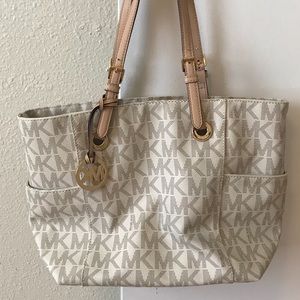 Michael Kors white logo tote